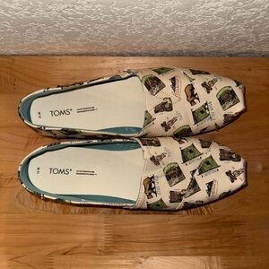 (Sold) TOMS Women's Alpargata Slip-on Shoes A Natural Camping Print Womens 11